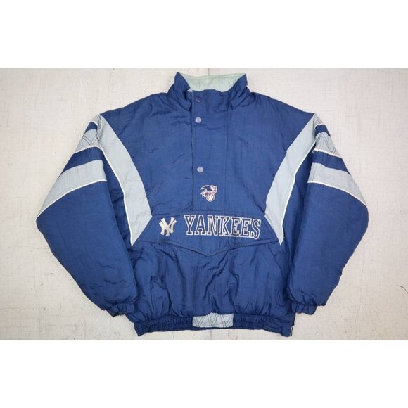 90s Yankees Starter Jacket Men's S Blue MLB Licensed Removable Hood - Picture 14 of 15